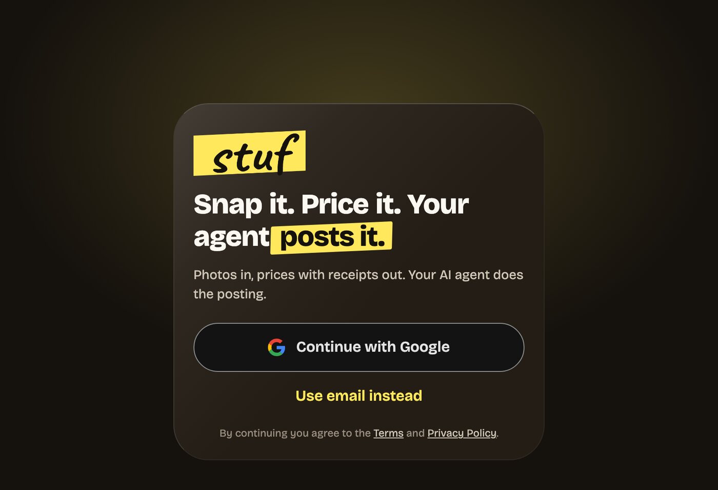too much stuf: snap it, price it, your agent posts it